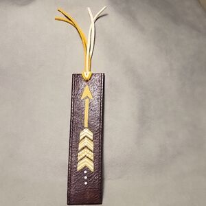 Brown Leather Bookmark with Arrow Design